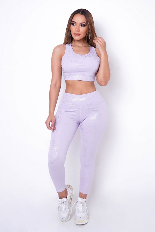 Active Life Two Piece Pant Set - Lavender with silver speckles